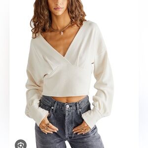 Free people - all nighter thermal tee - ivory, size small